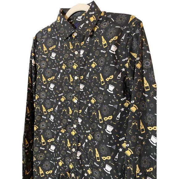 New Simon Banks Men's Black Champaign Party New Year Dress Shirt Size‎ Small 15 - Picture 2 of 8